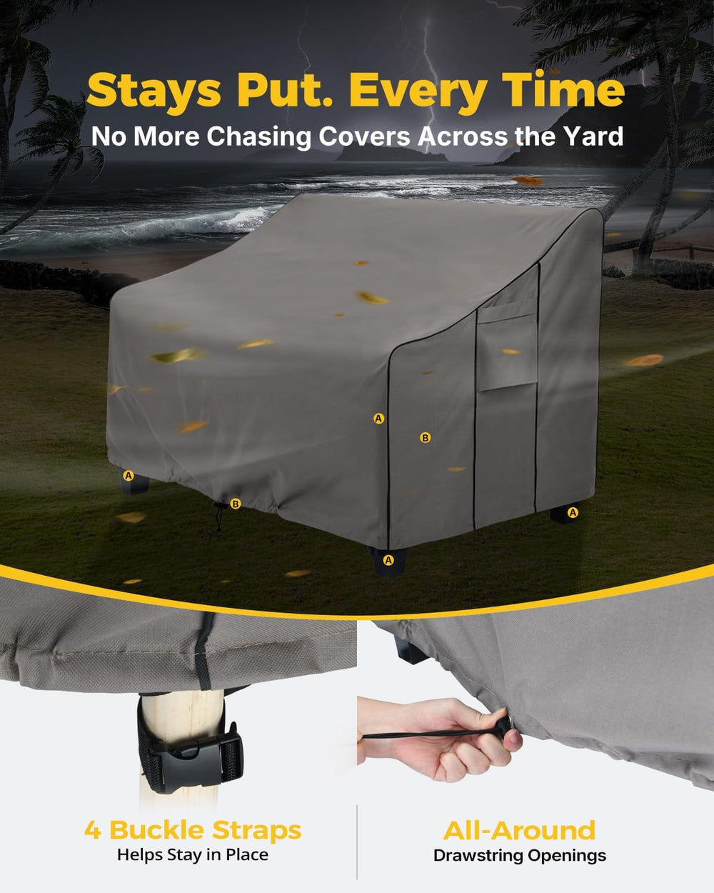 Patio Sofa Cover Waterproof, Heavy Duty, 58x32.5x31 in, 2-Seater