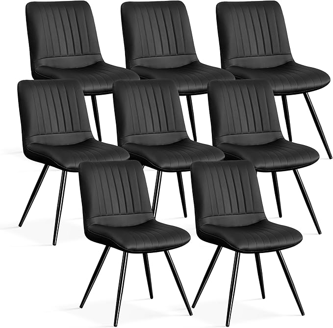 Dining Chairs Set of 8, Modern Dining Chairs with Thick Cushions, PU Leather ...