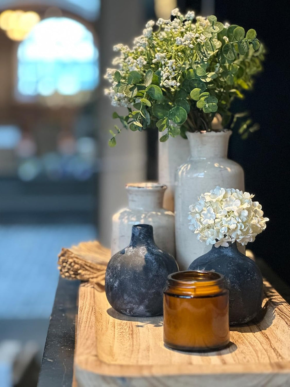 CwlwGO-Small White Ceramic Vase Set,Rustic Flower Vases for Home Décor,Flower...