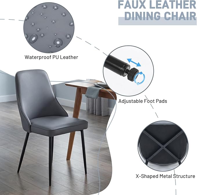 Modern Dining Chairs Set of 4, Faux Leather Upholstered Dining Room Chair Kit...