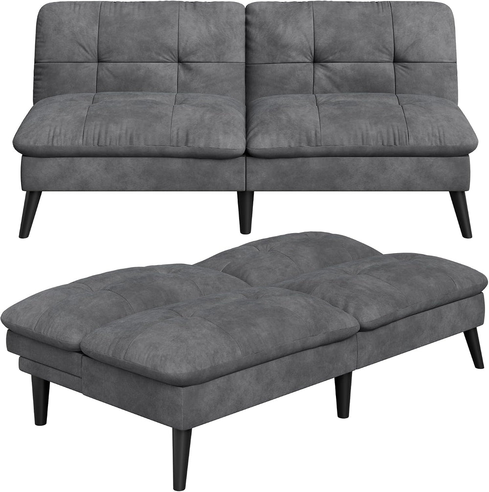 Vongrasig Small Futon Sofa Bed Velvet Futon Couch with Adjustable Backrest, C...