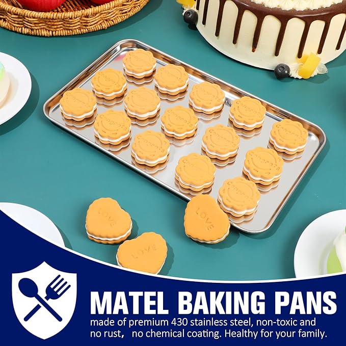 Mimorou 12 Pcs Baking Sheet Stainless Steel Cookie Small Metal Sheet Pans