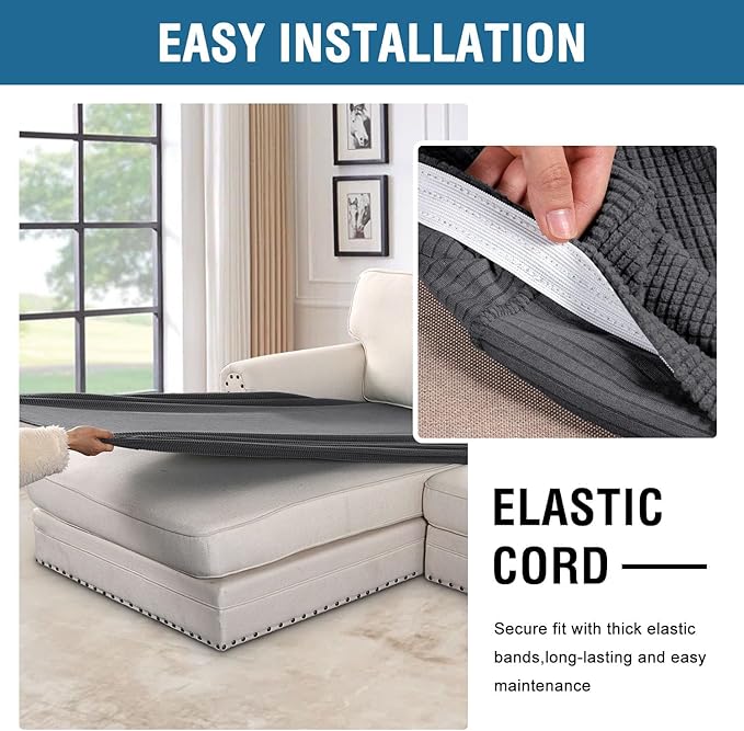 H.VERSAILTEX Super Stretch Individual Chaise Cover Sectional Couch Covers