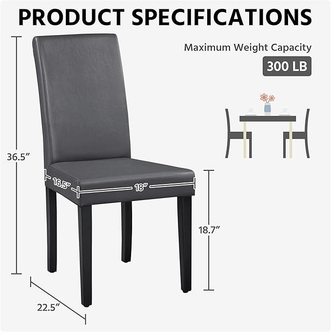Yaheetech Dining Chairs Set of 4 PU Leather Upholstered Parsons Dining Chairs...