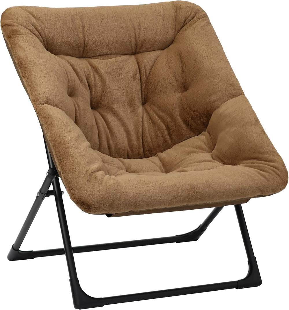 Comfy Saucer Chair for Adults, Soft Faux Fur Bedroom Chair, Accent Dorm Chair...
