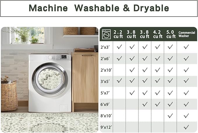 Washable Rugs 8x10 Area Rugs for Living Room, Rugs for Bedroom, Large Carpets