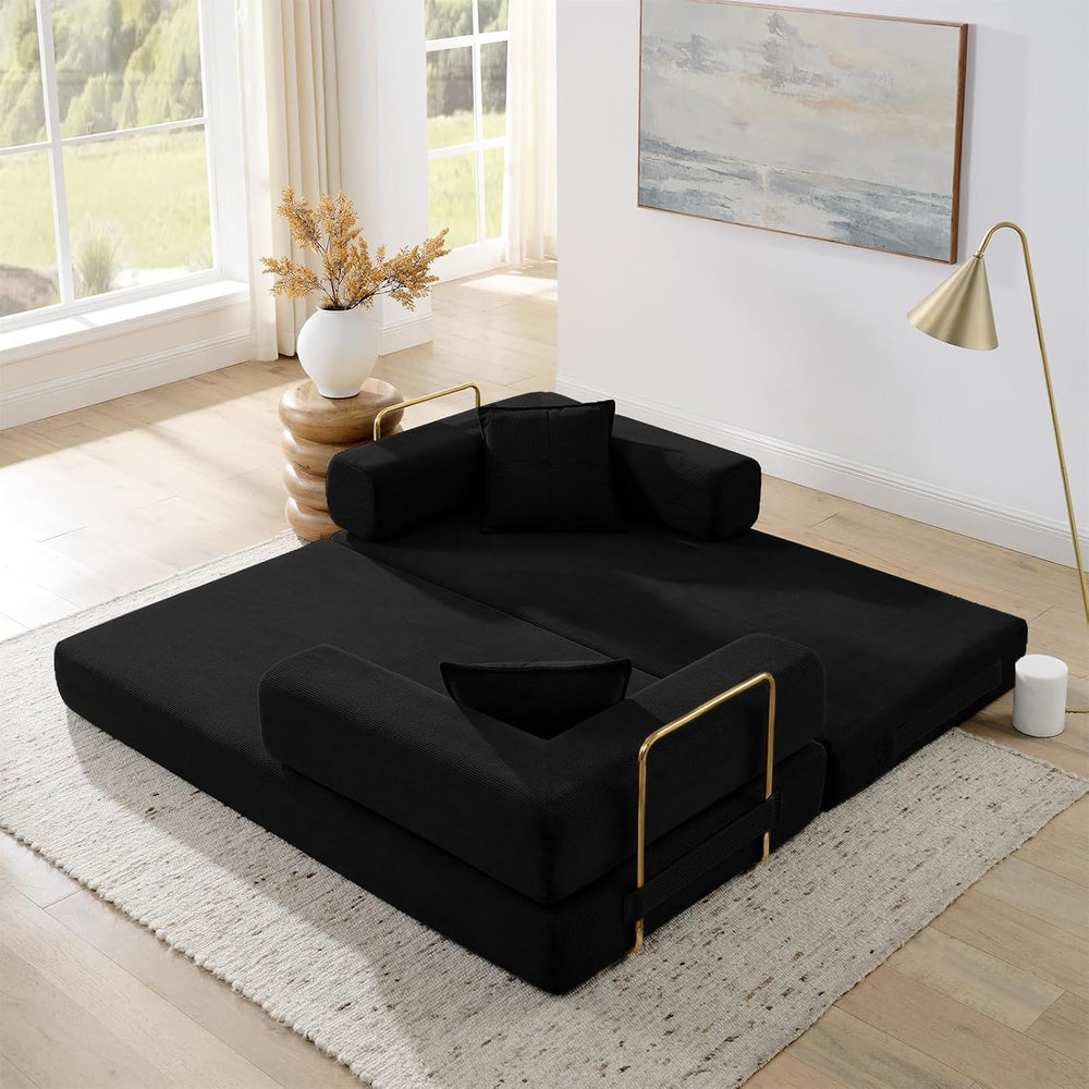 Convertible Folding Sofa Bed, Modern Futon Sleeper Sofa Fold Out Couch Bed wi...