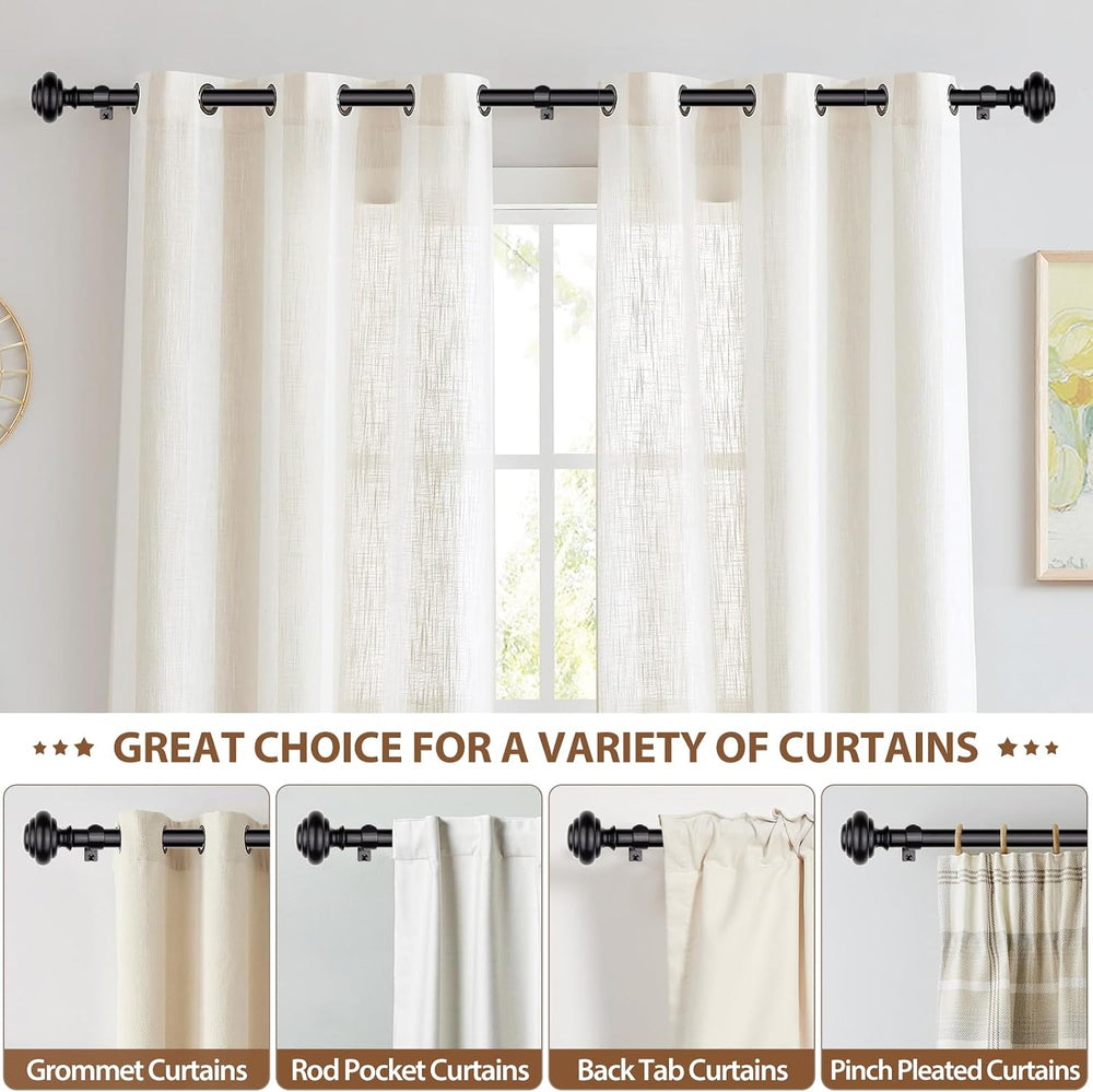 KAMANINA Black Curtain Rods for Windows 72-144 Inches Heavy Duty