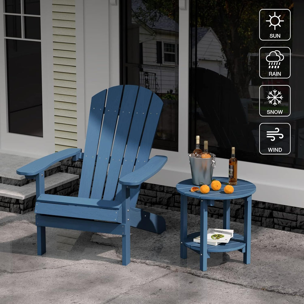 YEFU Adirondack Side Table, 18" Outdoor Side Table, Navy Blue