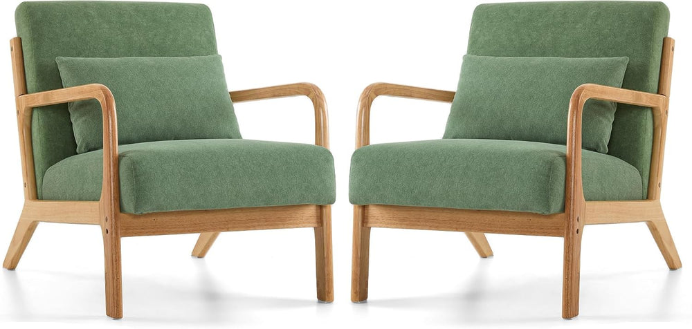 Mid Century Modern Accent Chair Set of 2, Upholstered Chair for Living Room, ...