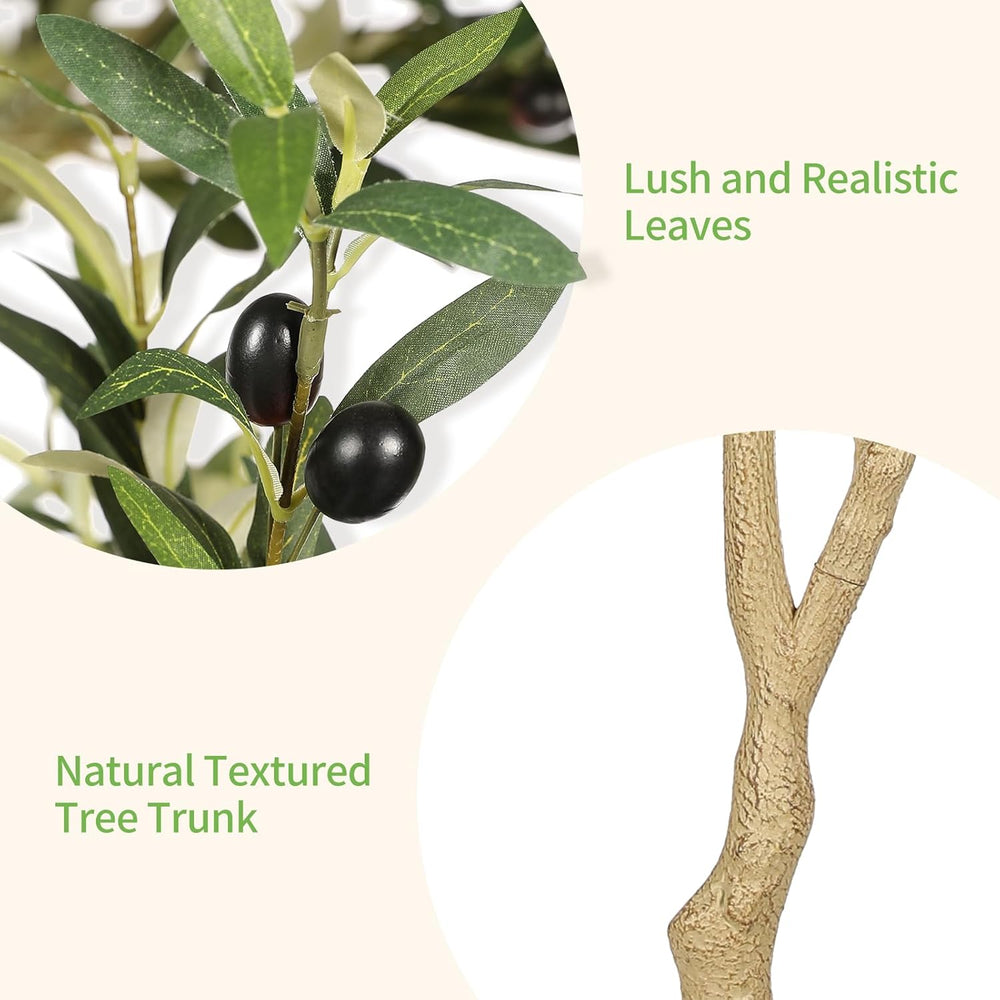 Realead 6ft Artificial Olive Tree, Tall Faux Olive Tree Plants, Fake Potted O...