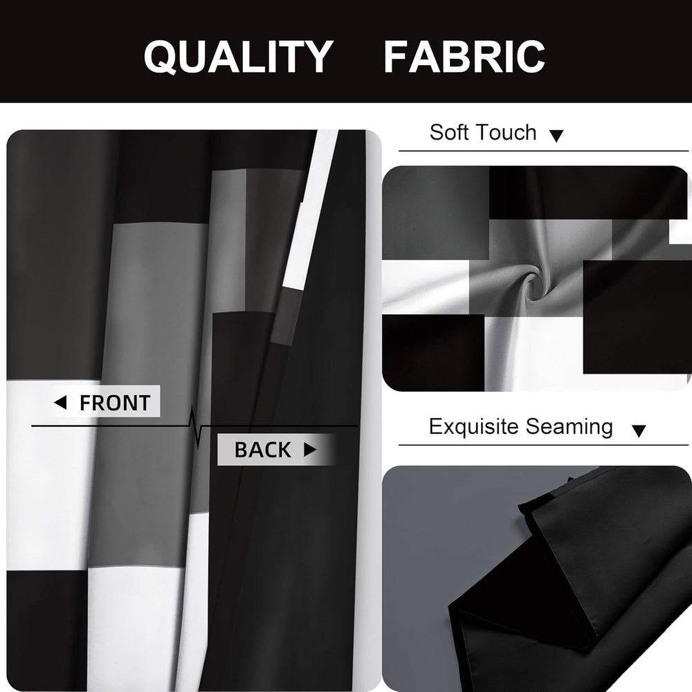 Tyrot Black White Grey Blackout Curtains for Bedroom Living Room 84 inch