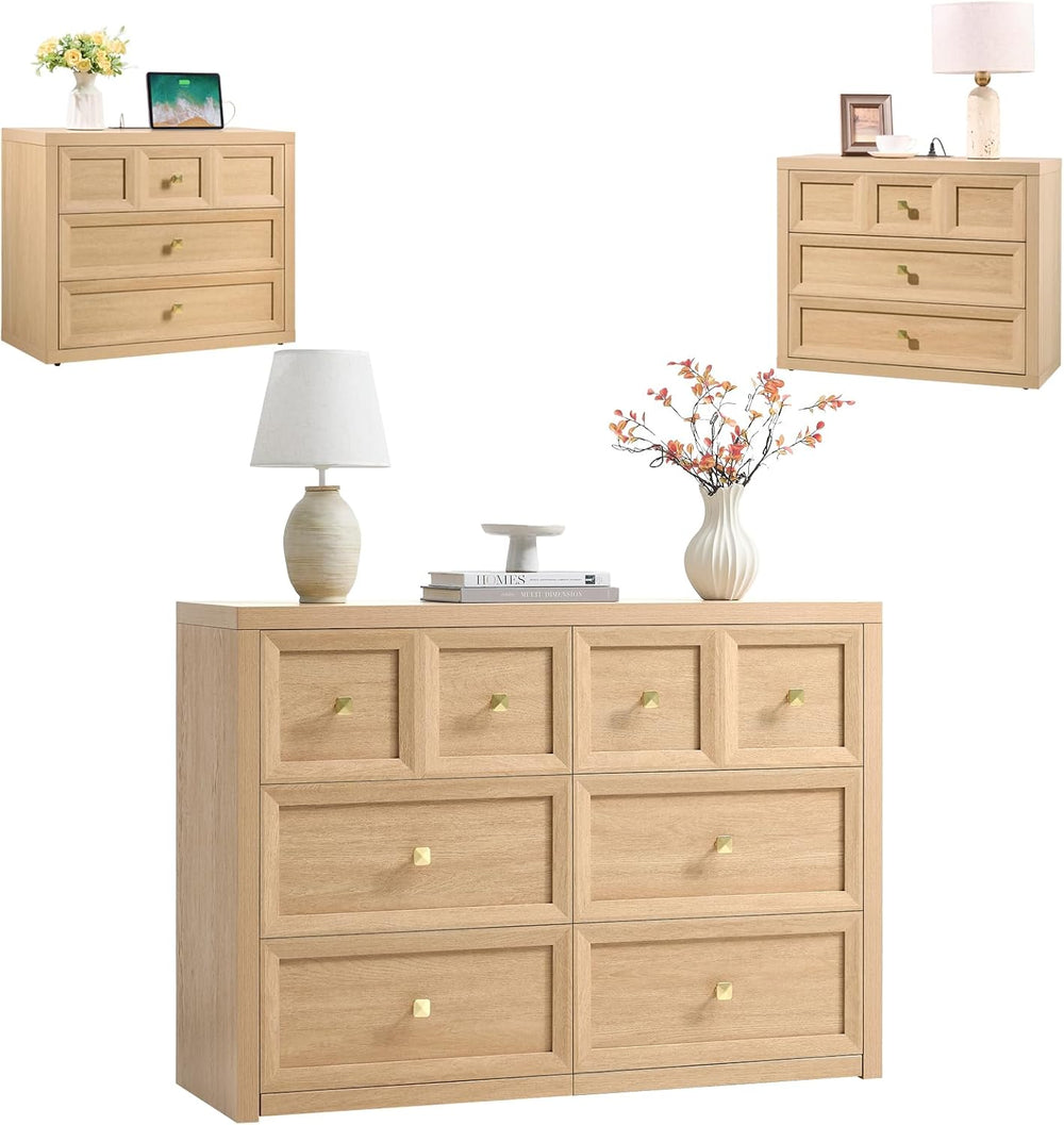 3 Piece Bedroom Set - Includes 6 Drawer Dresser and 3 Drawer King Size Nights...