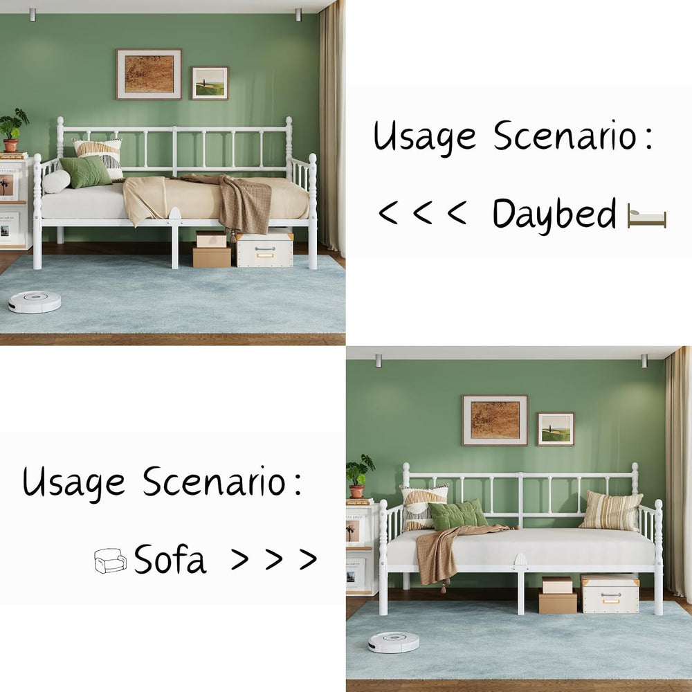 Auroral Zone Day Bed Frame Twin Size with Heavy Duty Steel Slats, Metal Sofa ...