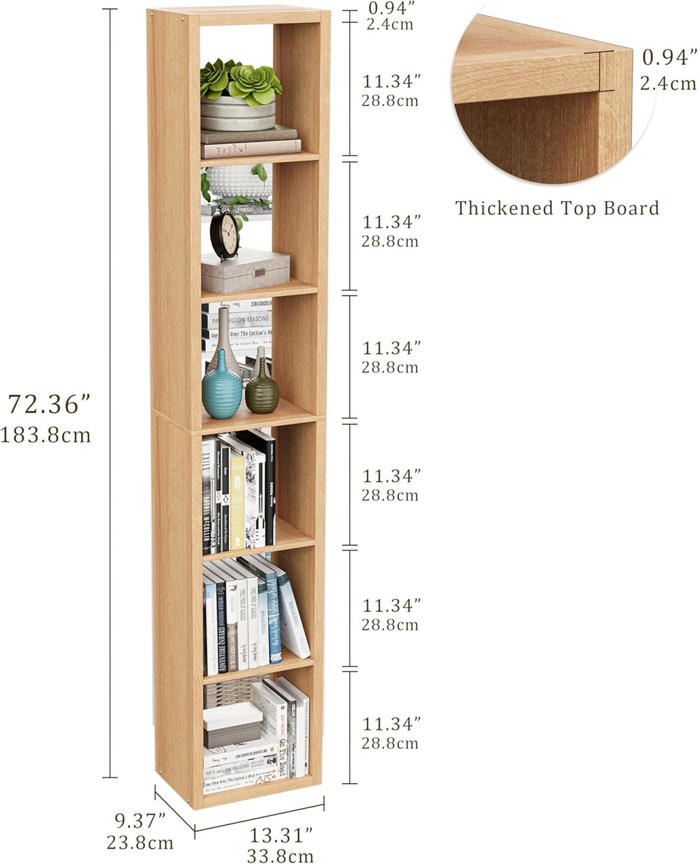 Tall Cube Storage Organizer Bookcase, 6 Tier 11 inch Open Back Cubical Shelf ...