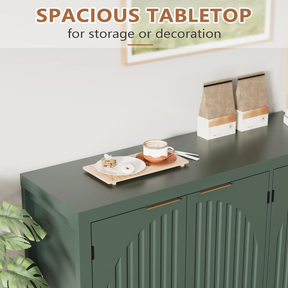 Fluted Sideboard Buffet Cabinet with Storage, 58" Mid Century Modern Acc...