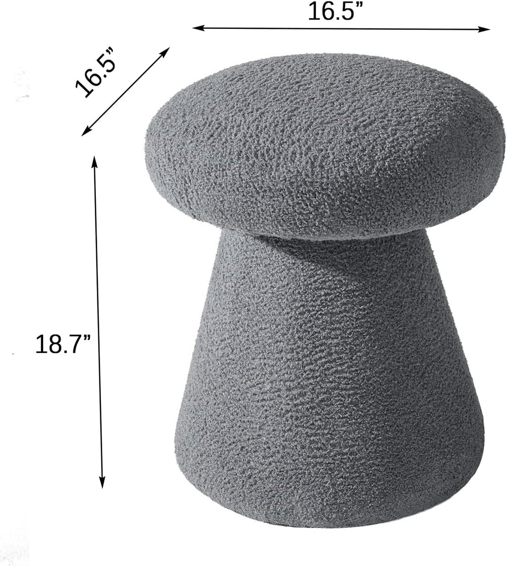 Mushroom Ottoman, 18” Boucle Foot Stool for Living Room & Bedroom, Cute V...