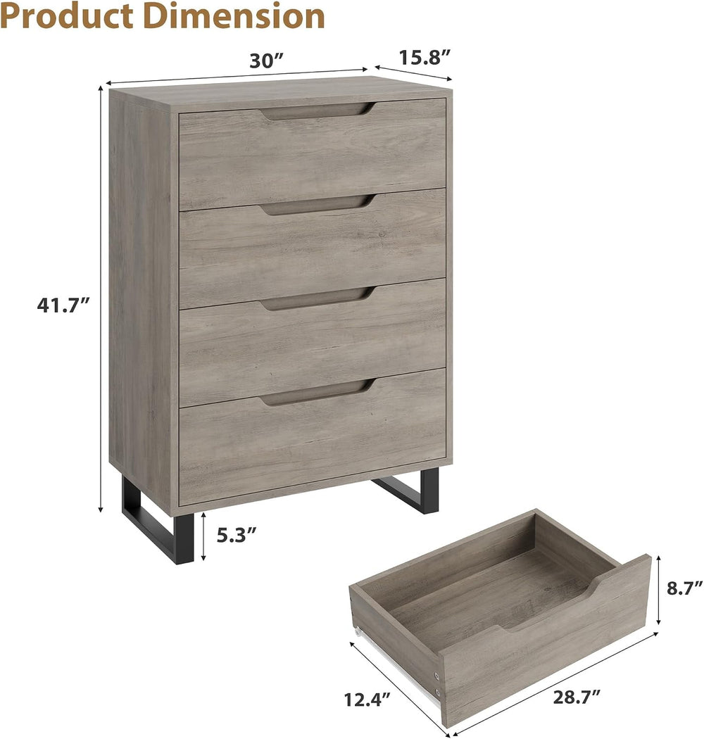 Garvee 4 Dresser for Bedroom, 41.7" Vertical Dresser Drawer with Storage