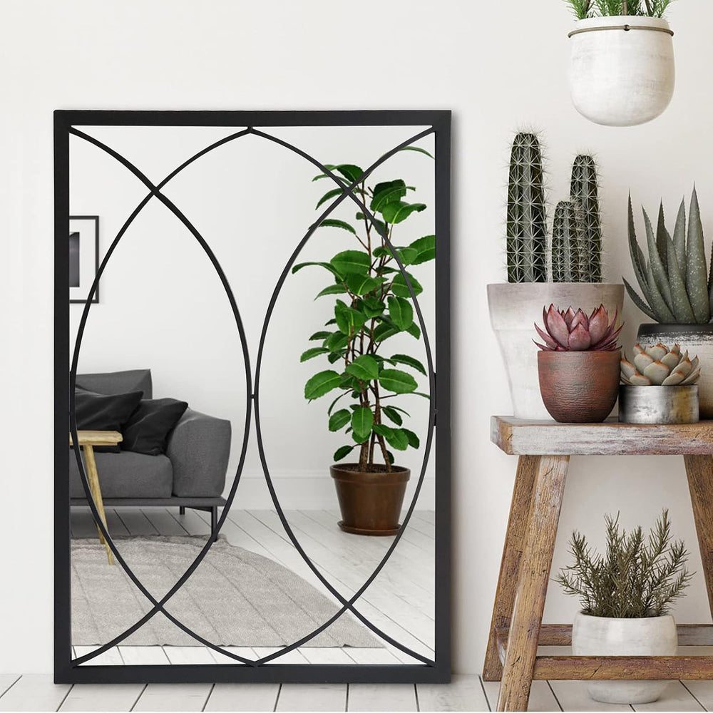 HQiJun Black Rectangle Wall Mirror, Farmhouse Decorative Mirror for Entryway,...