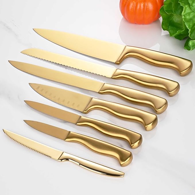 15-Piece Gold Kitchen Knife Block Set