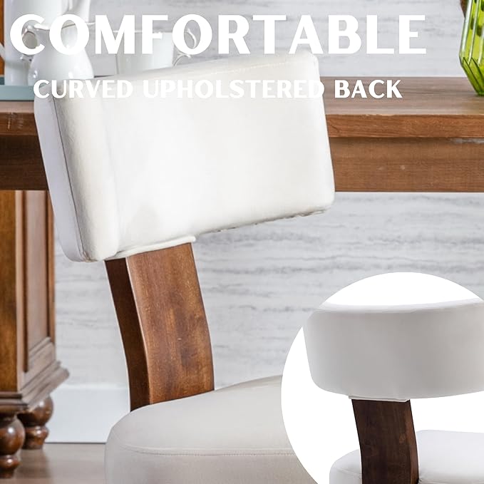 Upholstered Dining Chairs Set of 2, Modern Wooden Kitchen Chairs Fabric Side ...