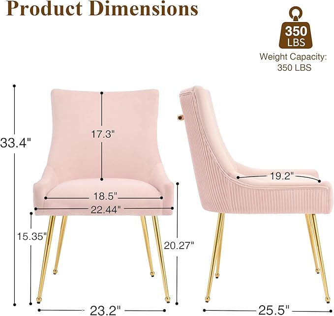 Velvet Dining Chairs Set of 4, Modern Upholstered Kitchen Chair with Pull Han...