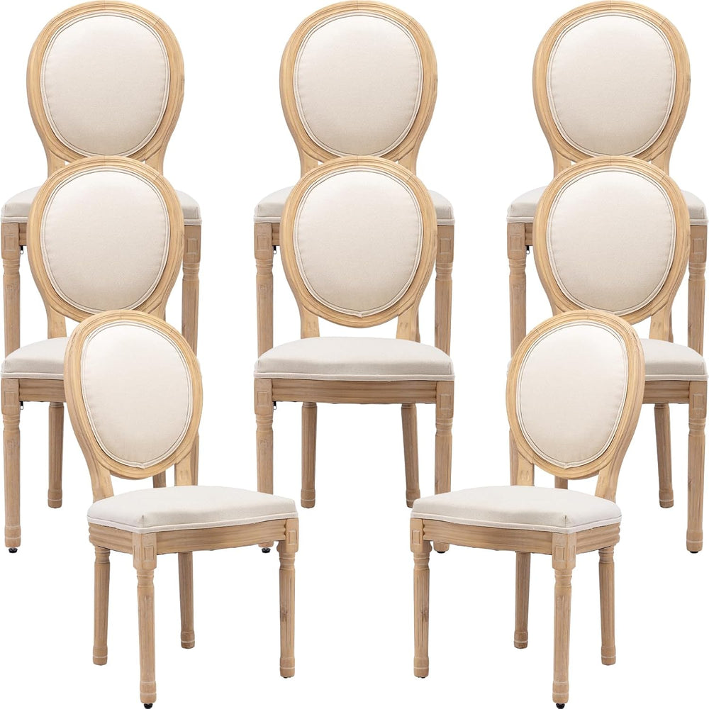 French Country Dining Chairs Set of 8, Cream Kitchen & Dining Room Chairs...