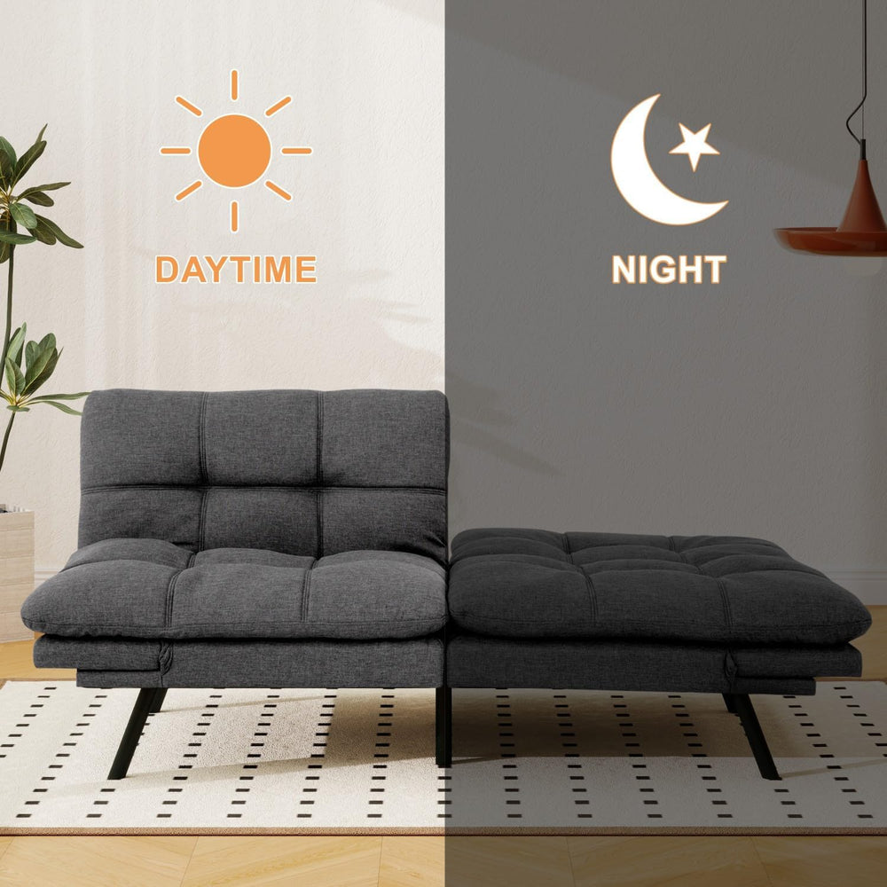 MUUEGM 71" Convertible Futon Sofa Bed, Adjustable Backrest & Armrest...