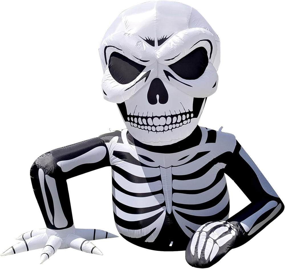 WBHome 6 Ft Halloween Inflatable Half Body Skeleton Skull Decorations, Day of...