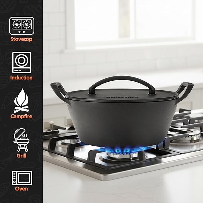 Onlyfire Cast Iron Dutch Oven, Heavy-Duty Dutch Oven Pot