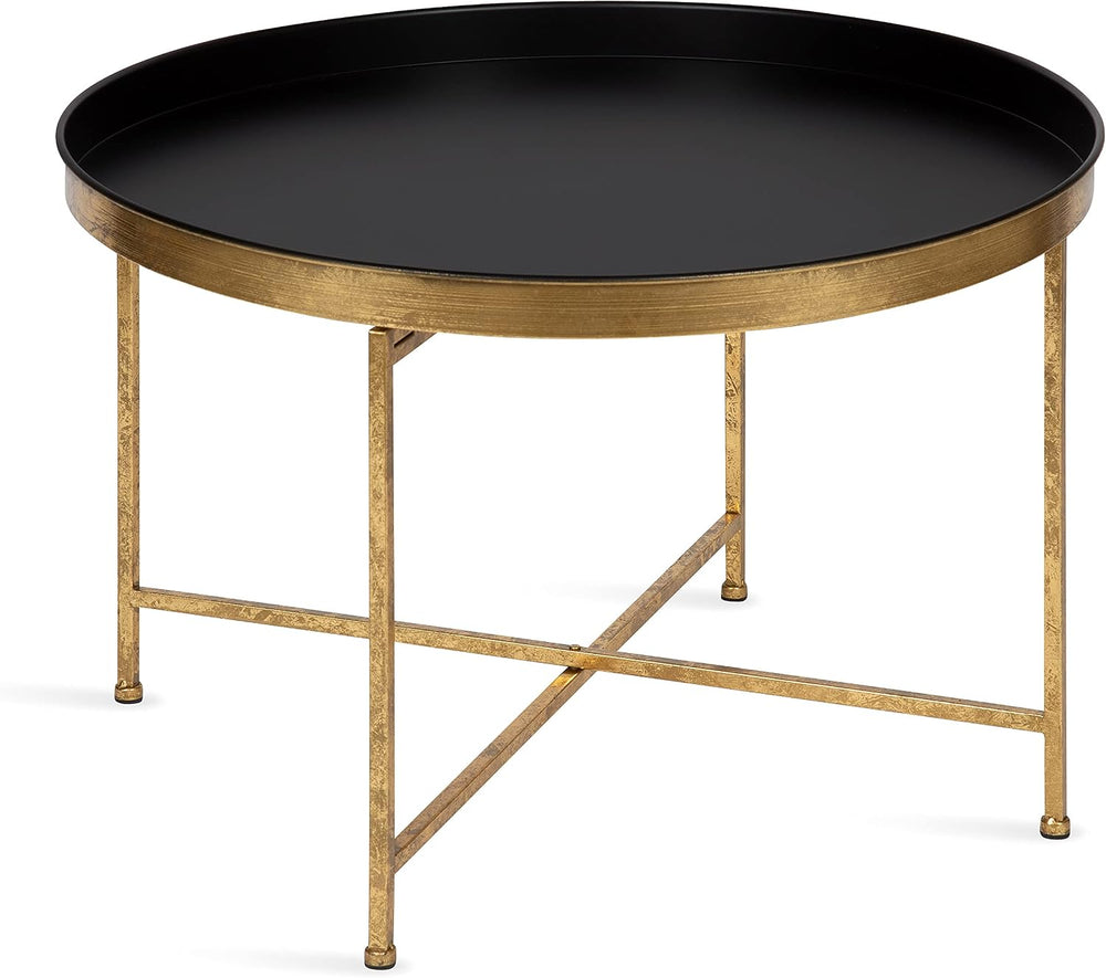 Kate and Laurel Celia Modern Round Coffee Table; 28 x 28 x 19; Black and Gold...