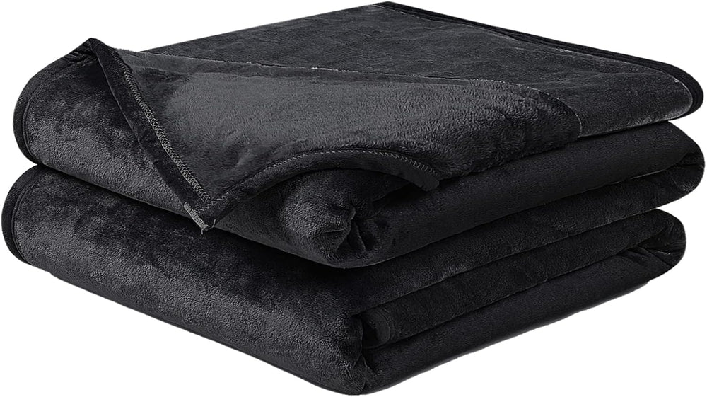 EASELAND Soft Lightweight Queen Size Fleece Blanket, Black, 90x90 inches