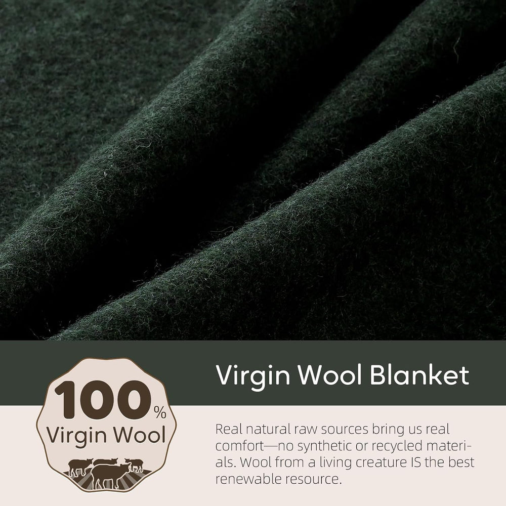 100% Wool Blanket, 62" x 86", Warm, Thick, Military, Camping Gear