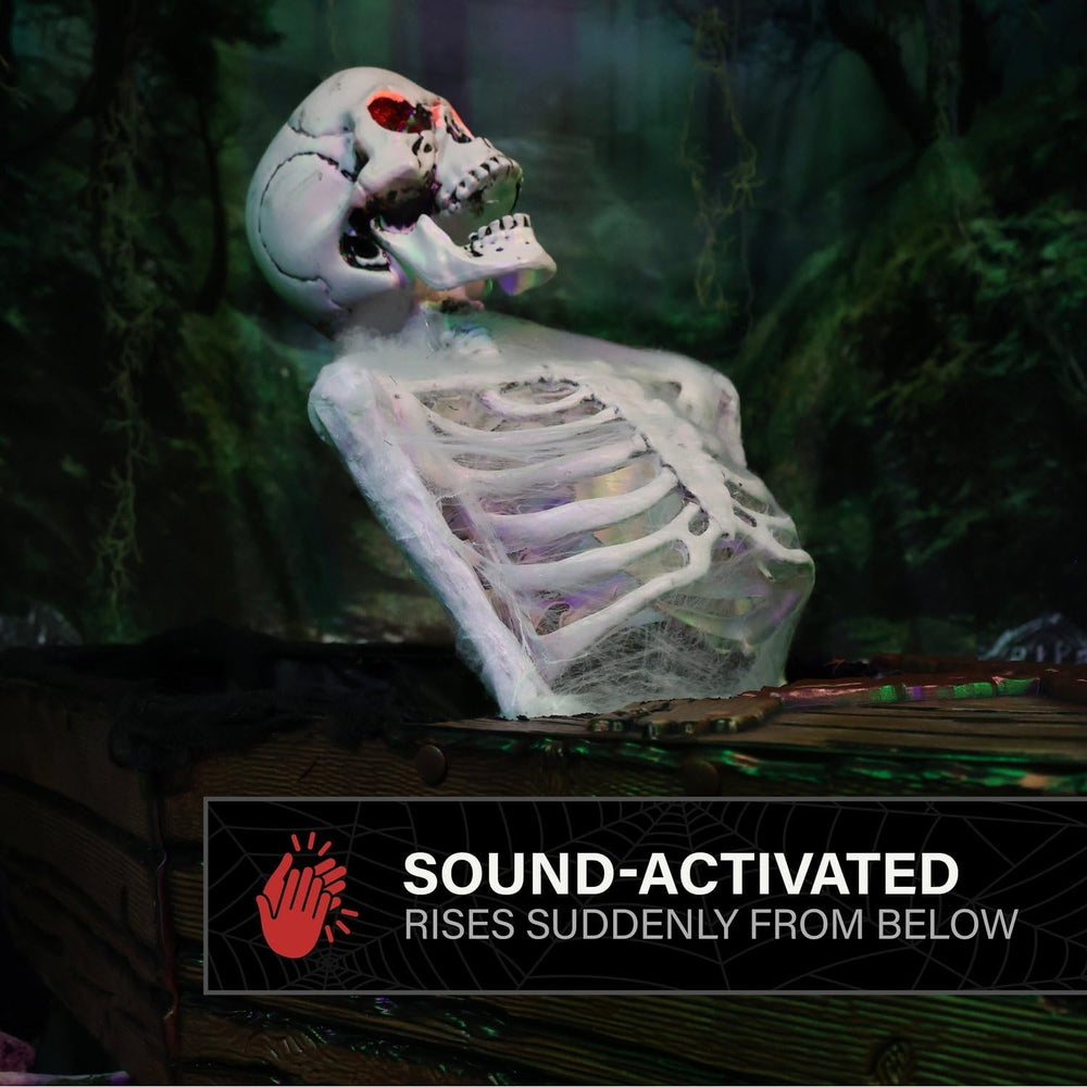 Haunted Hill Farm 5.2-Ft. Reaper in Coffin Halloween Animatronic