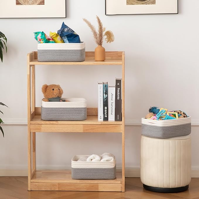 OIAHOMY 4 Pack Storage Baskets for Organizing, Small Bins for Shelves, Cute
