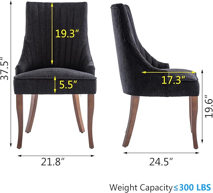 mikibama Linen Dining Chairs Set of 6 Channel Tufted Kitchen Dinner Chair Com...