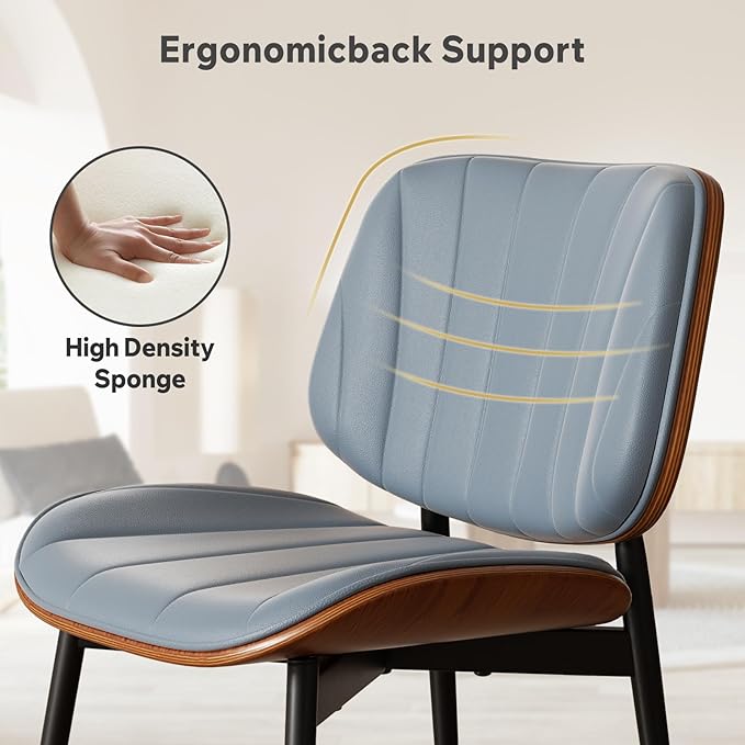 Dining Chair, Mid Century Modern Dining Room Chairs, Upholstered Faux Leather...