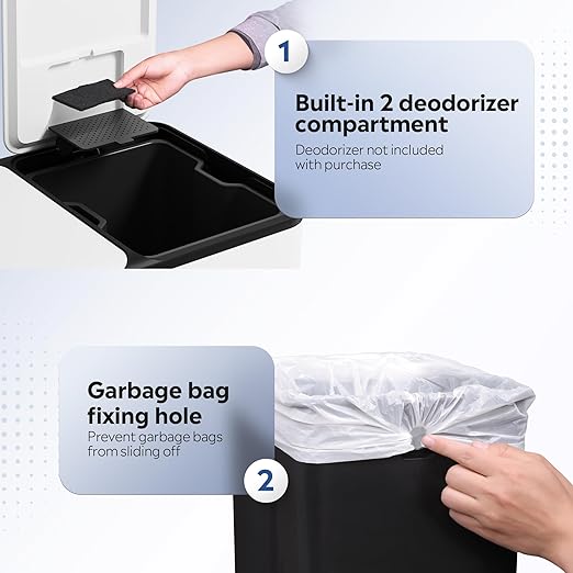 WLIVE 2 x 8 Gallon Stainless Steel Dual Trash Can, Double Trash Can Kitchen
