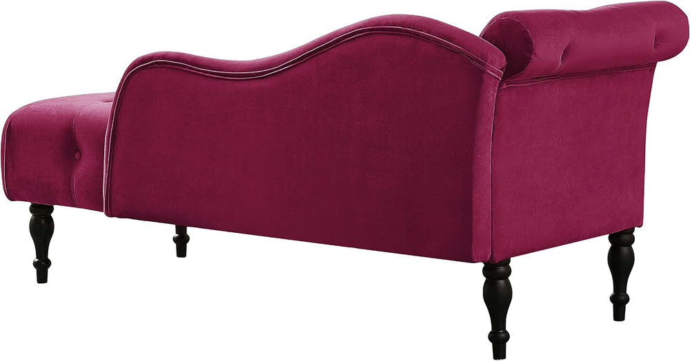 Polibi 60.6" Velvet Chaise Lounge Chair with 1 Pillow and Nailhead Trimm...