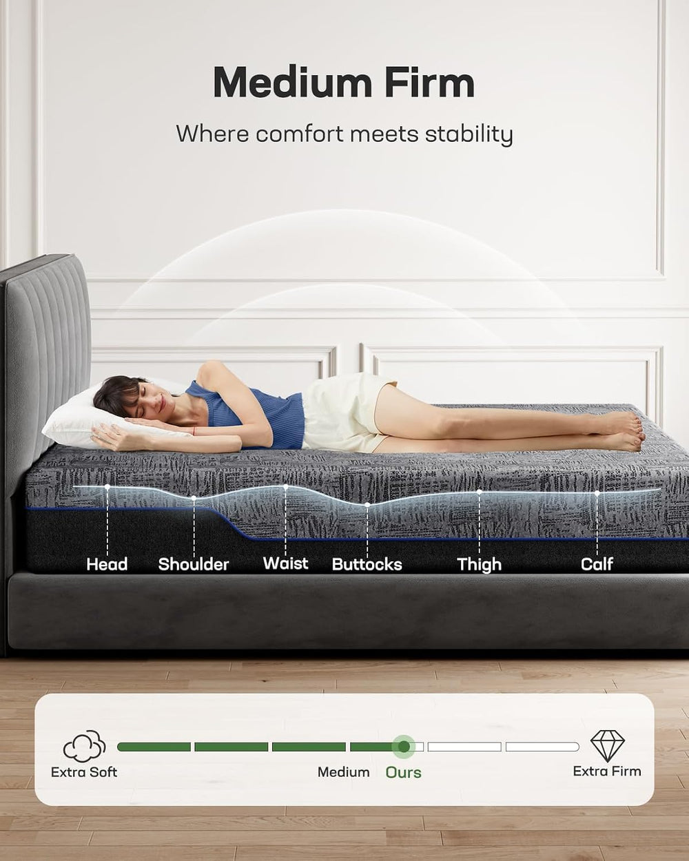 Marsail MS01-1 Full Adjustable Bed Frame with Massage + 10-inch Gel Memory Fo...