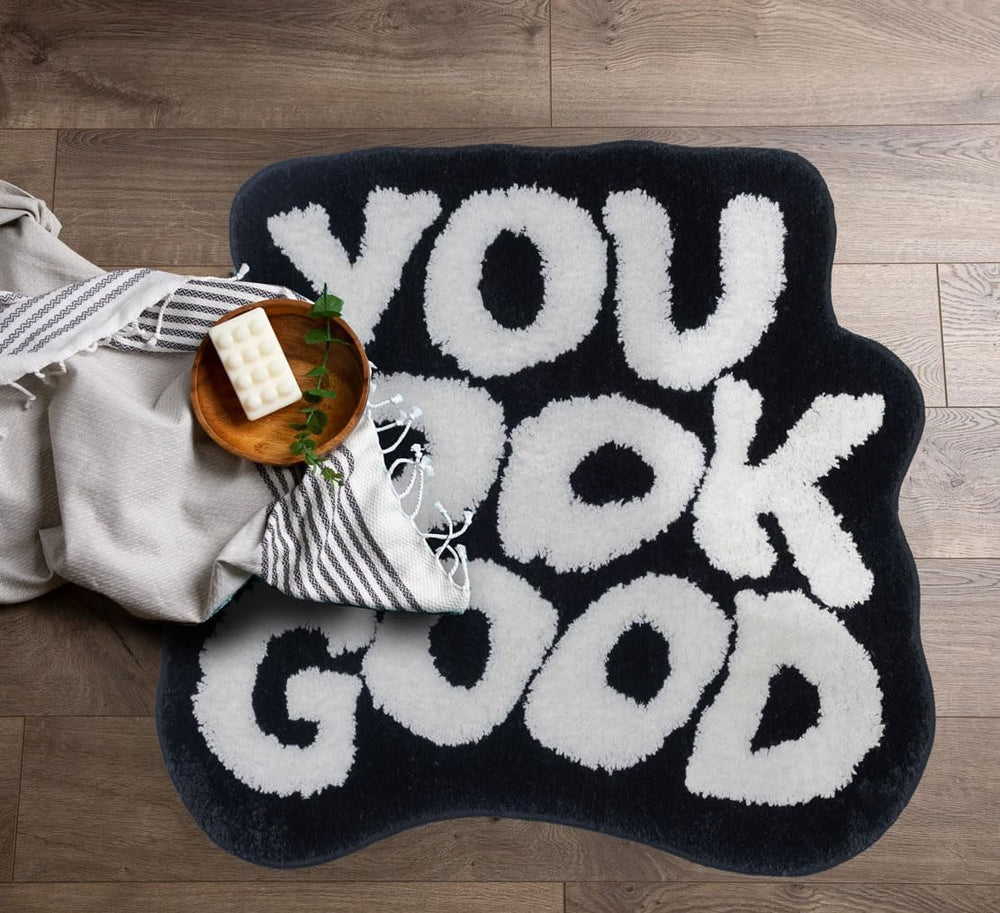 Large You Look Good Rug Black Bath Mats for Bathroom, Cute Bathroom Rugs Non ...