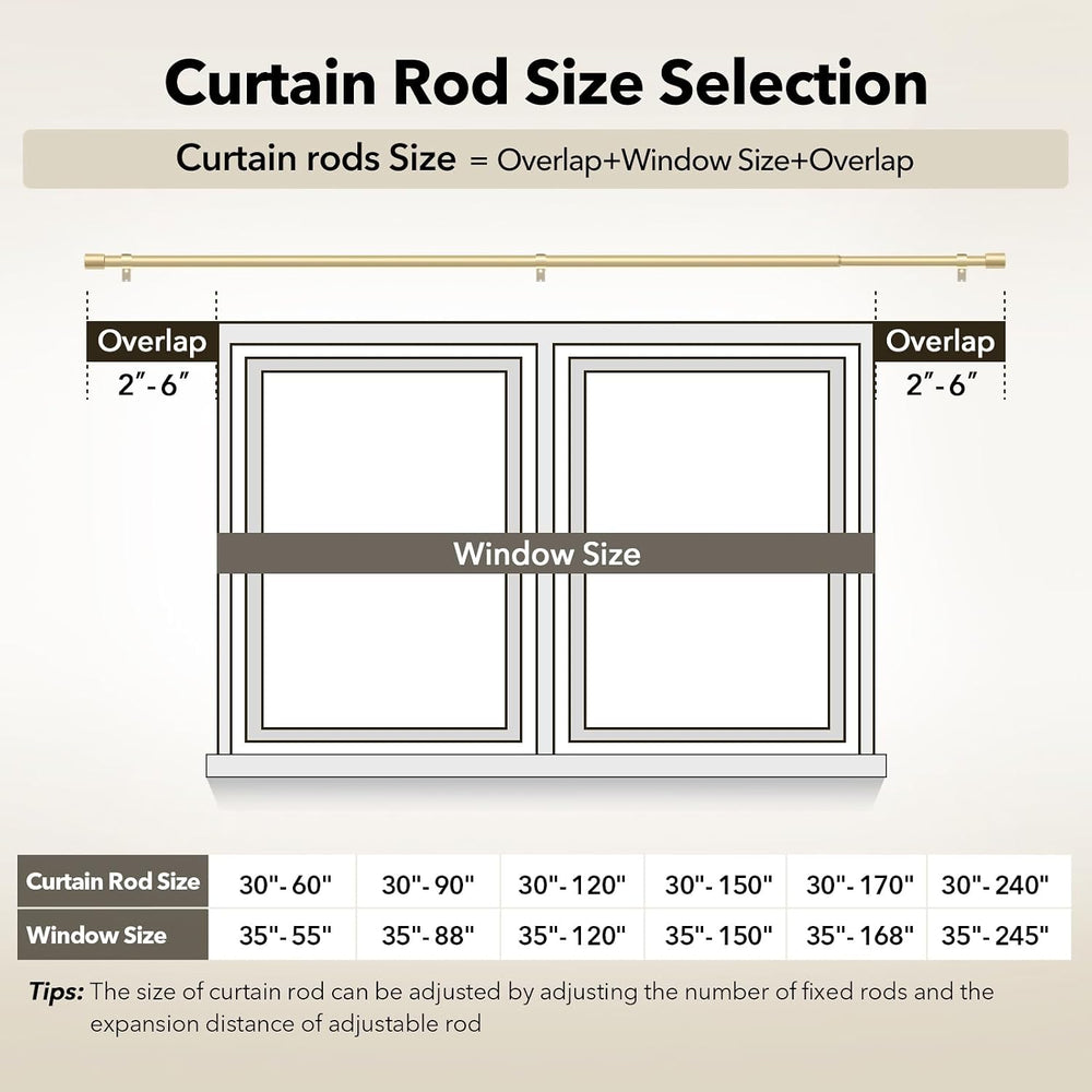 IFELS 2 Pack Heavy Duty Curtain Rods for Windows 28 to 48 Inch, 1 Inch Gold C...