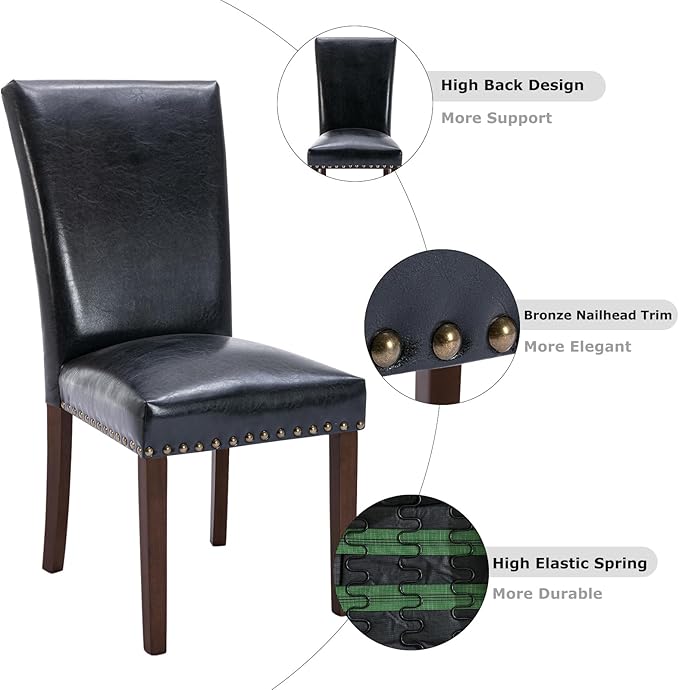 COLAMY Upholstered Parsons Dining Chairs Set of 2, PU Leather Dining Room Kit...