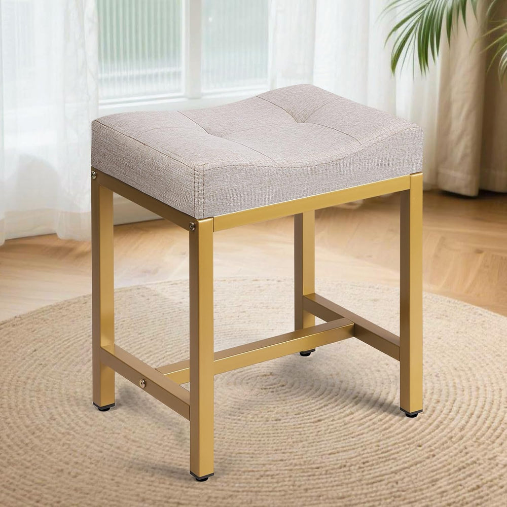 Saddle Seat Vanity Stool, Makeup Stool Chair with Metal Leg, U-Shaped Ottoman...