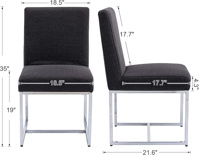 CIMOTA Black Modern Dining Chairs Set of 4, Upholstered Dining Room Chairs Ar...