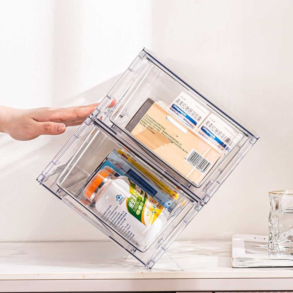 Clear Pulling Medicine Drawer First Aid Kit Box for Bathroom, Cabinet, Closet...
