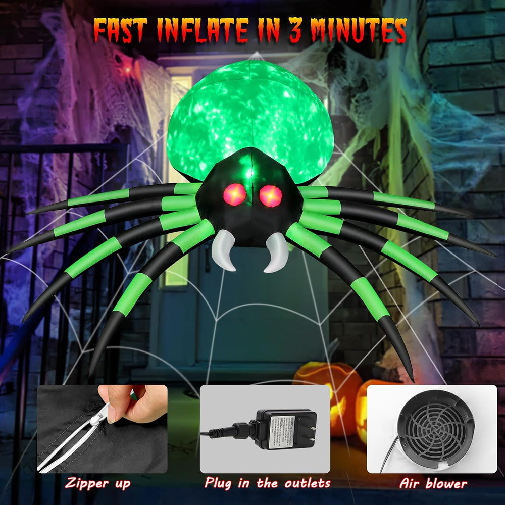 12 FT Halloween Inflatables Spider Outdoor Decorations, Giant Blow Up Spider ...