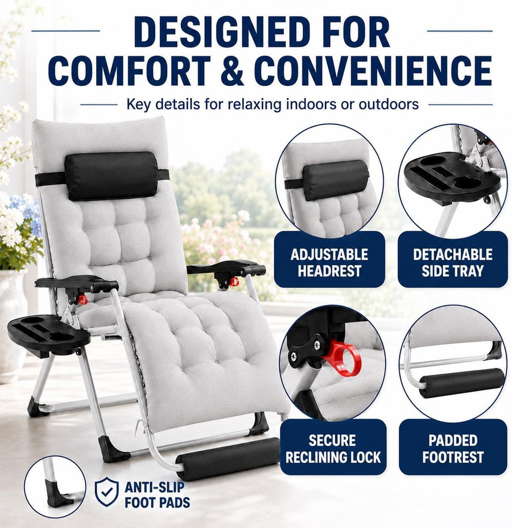 Yaheetech Zero Gravity Chair, Folding Reclining Lounge Recliner with Removabl...