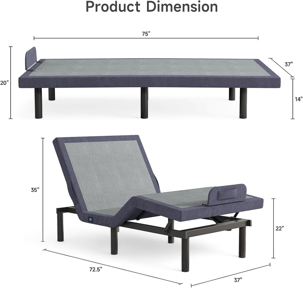 ONBRILL Twin Adjustable Bed Frame with Wireless Remote, 3 Massage Modes