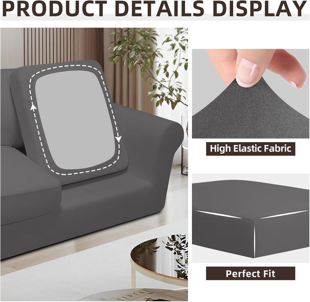 Easy-Going 3 Pieces Stretch Chair Couch Cover, Small, Light Grey